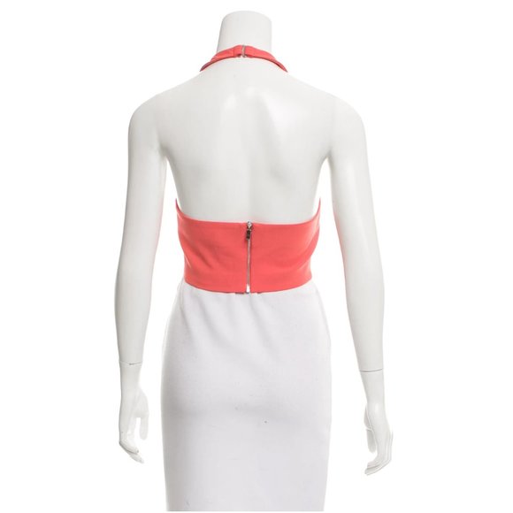 NWT Elizabeth & James Stretch Halter Crop Top Open Back Coral Shirt Top Womens L - Picture 3 of 14